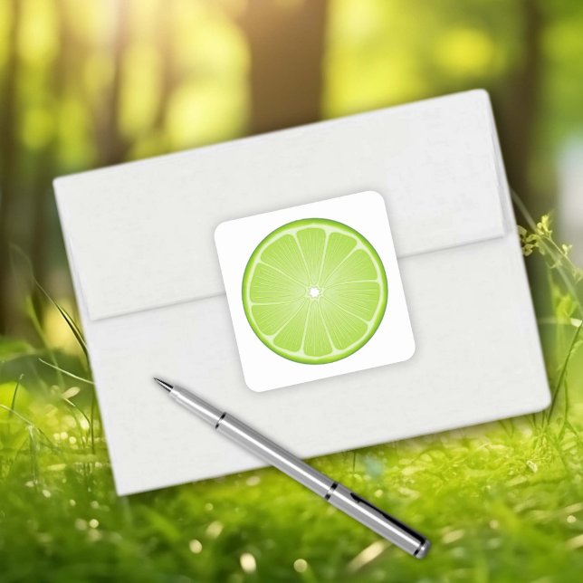 Lime Slice Square Sticker (Stick these bold Lime Slice stickers anywhere for an instant pop of citrus fun!)