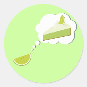 Lime slice thinking of pie classic round sticker