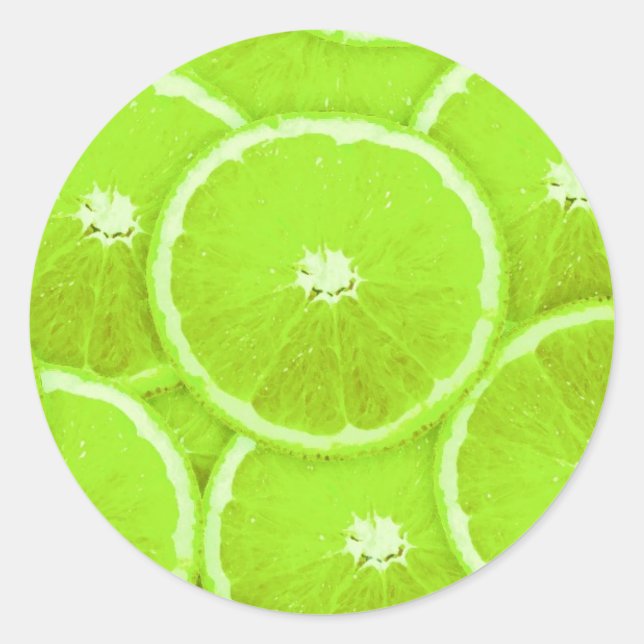 Lime slices classic round sticker (Front)
