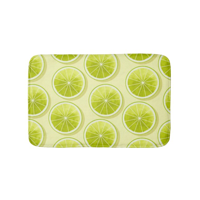 Lime Slices on Light Yellow Bath Mat (Front)