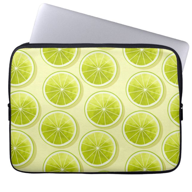 Lime Slices on Light Yellow Laptop Sleeve (Front)