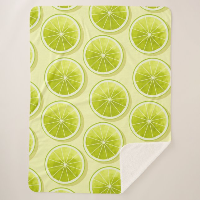 Lime Slices on Light Yellow Sherpa Blanket (Front)