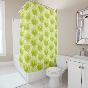Lime Slices on Light Yellow Shower Curtain
