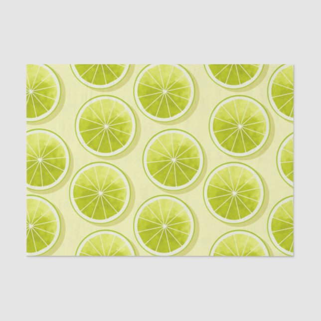 Lime Slices on Light Yellow Tissue Paper (Front)