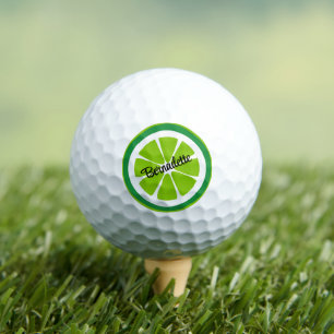 Lime Slices on White Citrus Summer Personalised Golf Balls