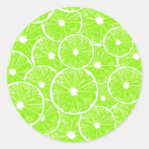Lime slices pattern classic round sticker