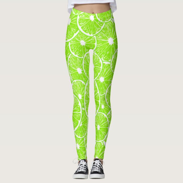 Lime slices pattern leggings (Front)