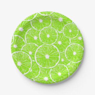 Lime slices pattern paper plate
