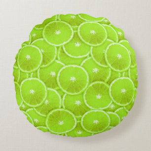 Lime slices round cushion
