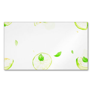 Lime Slices Watercolor Pattern Green Citrus Art Magnetic Business Card