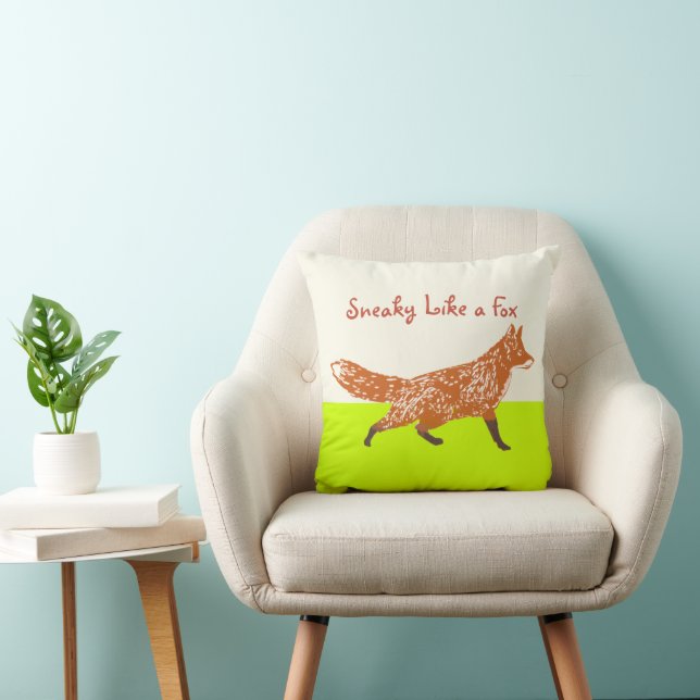 Lime Sneaky Like a Fox Fox Pillow (Chair)