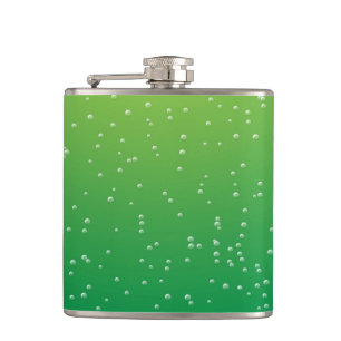 Lime Soda with Tiny Bubbles Background Art Hip Flask