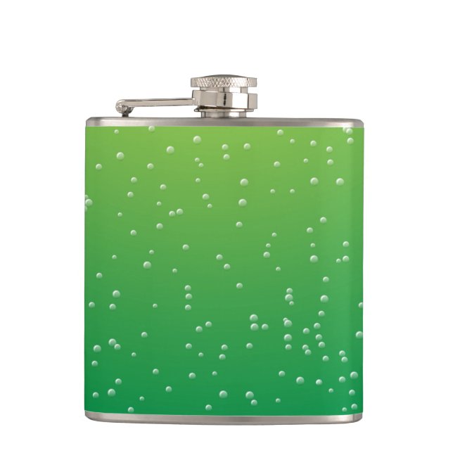 Lime Soda with Tiny Bubbles Background Art Hip Flask (Front)