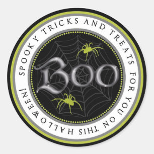 Lime Spider Web Halloween Favour Stickers