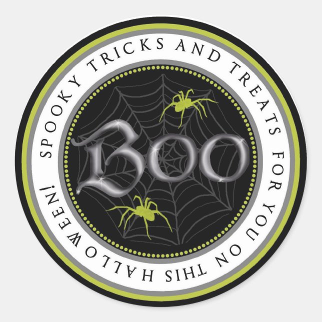 Lime Spider Web Halloween Favour Stickers (Front)