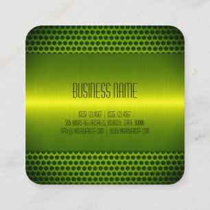 Lime Stainless Steel Metal Look Square Business Card