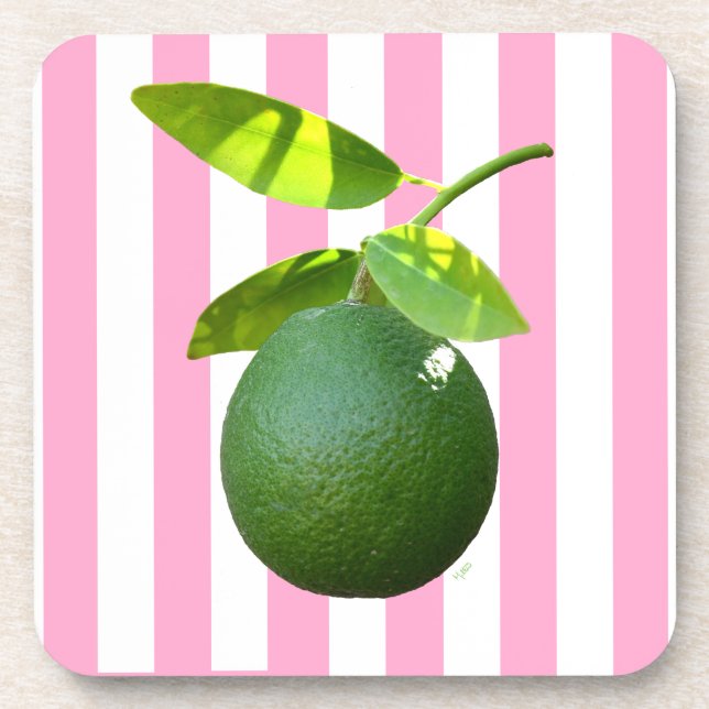 Lime Stripe Beverage Coaster (Front)