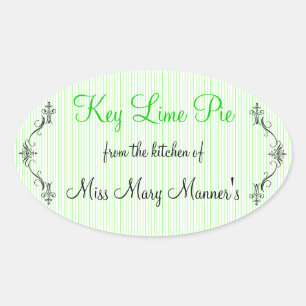 Lime Stripes Homemade Oval Sticker