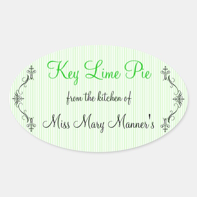 Lime Stripes Homemade Oval Sticker (Front)