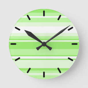 Lime stripes round clock