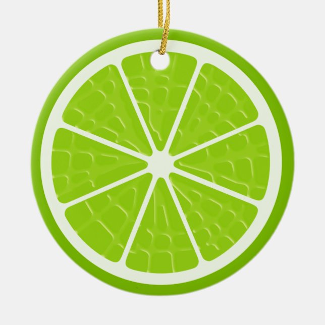 Lime Stylised Fruit Slice Ceramic Tree Decoration (Front)