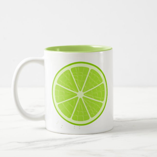 Lime Stylised Fruit Slice Two-Tone Coffee Mug (Left)