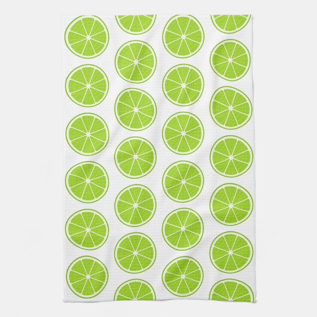 Lime Stylised Fruit Slices Tea Towel (Vertical)