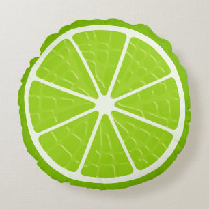 Lime Stylized Fruit Slice Round Cushion