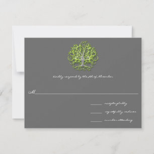 Lime Swirl Tree Roots of Love Wedding Invitation