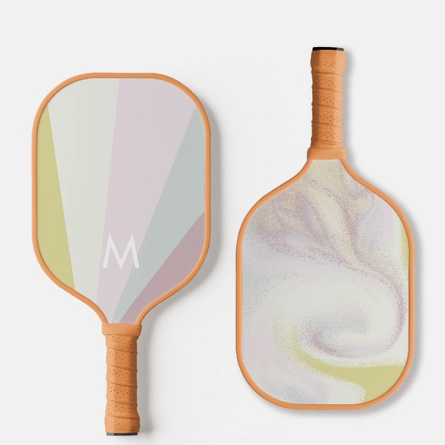 Lime Teal Sorbet Monogram Modern Personalised Pickleball Paddle (personalized pickleball paddle monogram lime green mauve purple custom sports gift for her)