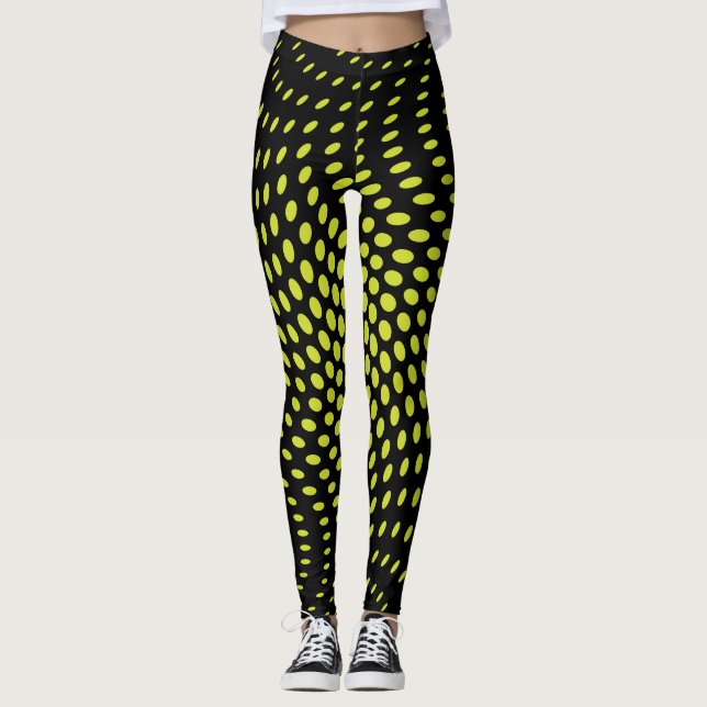 Lime Techno Dot Pattern Leggings (Front)