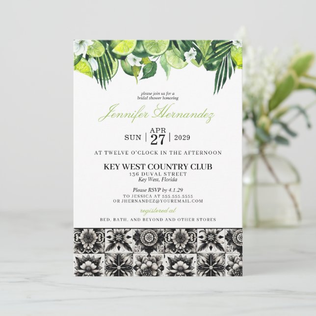 Lime Tile Bridal Shower  Invitation (Standing Front)