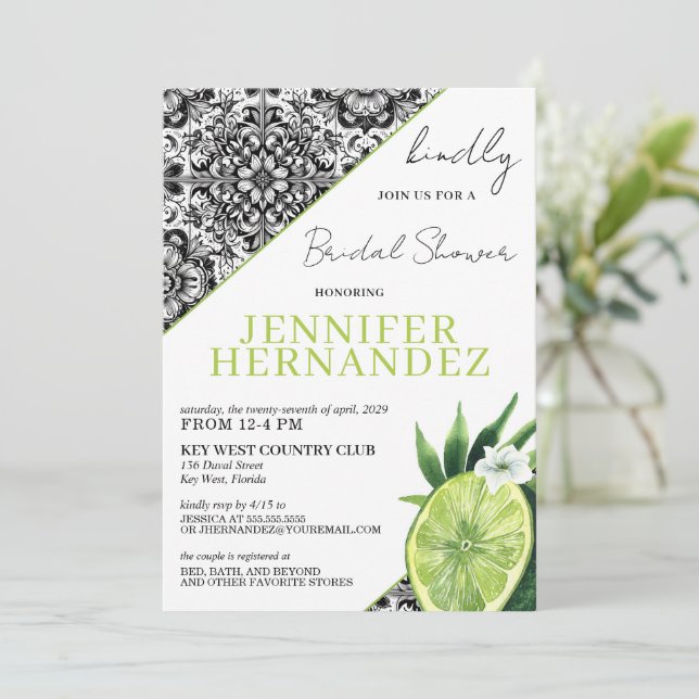 Lime Tile Bridal Shower  Invitation (Standing Front)