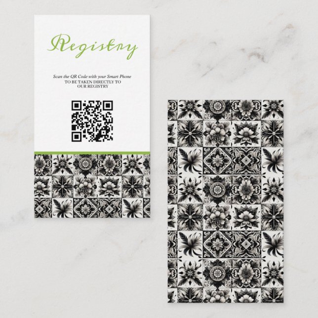 Lime Tile Bridal Shower Registry QR Enclosure Card (Front/Back)