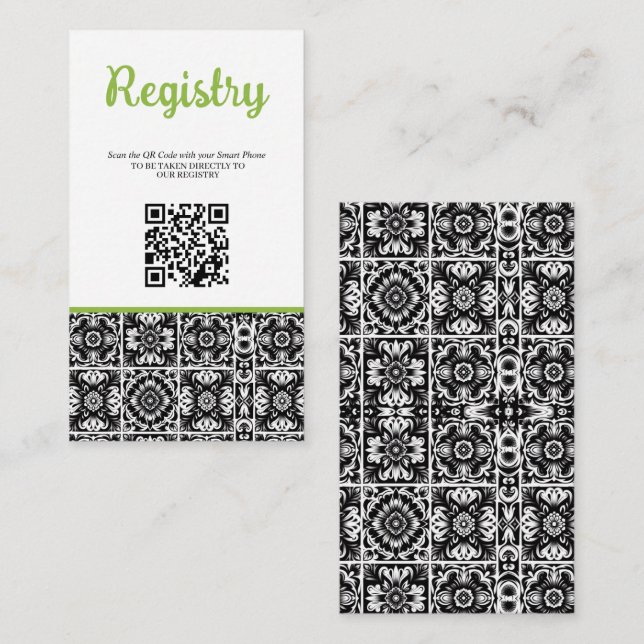 Lime Tile Bridal Shower Registry QR Enclosure Card (Front/Back)