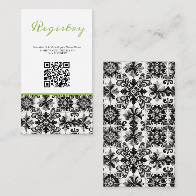 Lime Tile Bridal Shower Registry QR Enclosure Card (Front/Back)