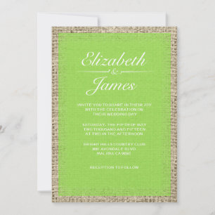 Lime Vintage Burlap Wedding Invitations