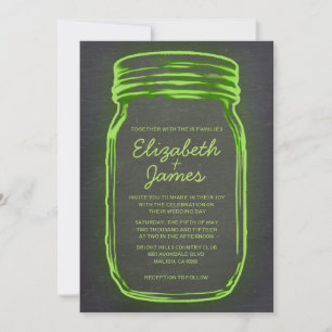 Lime Vintage Mason Jar Wedding Invitations