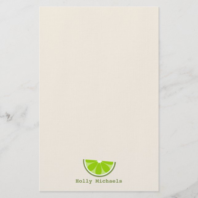 Lime Wedge Personalised Stationery (Front)