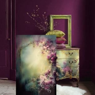 Lime Whispers, Ethereal Floral, Vintage Frame Tissue Paper