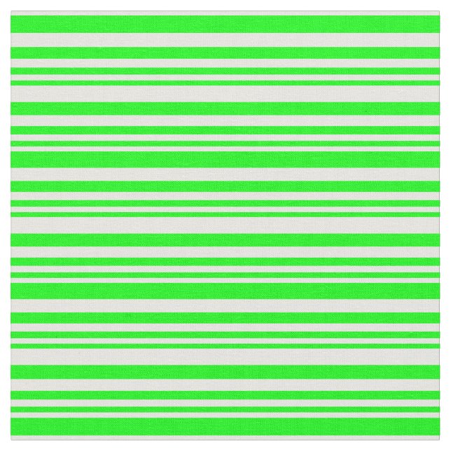 Lime & White Coloured Lined/Striped Pattern Fabric (Close Up)