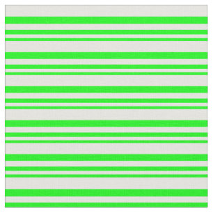 Lime & White Coloured Lines Pattern Fabric
