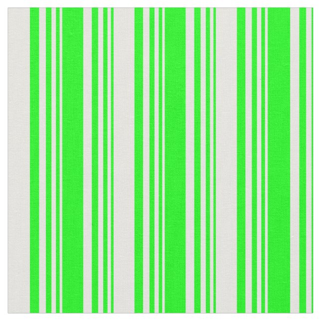 Lime & White Lines/Stripes Pattern Fabric (Close Up)