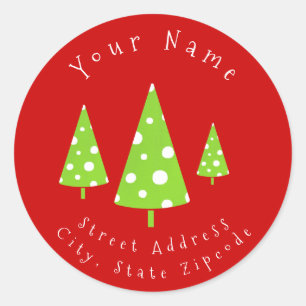 'Lime White Polka Dots Christmas Tree' Labels