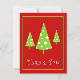 Lime White Polka Dots Christmas Tree Thank You Card