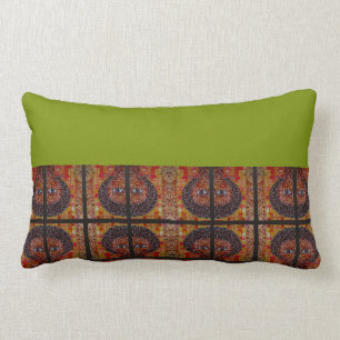 Lime with Warm Accent Ethiopian Traditional  Lumbar Cushion