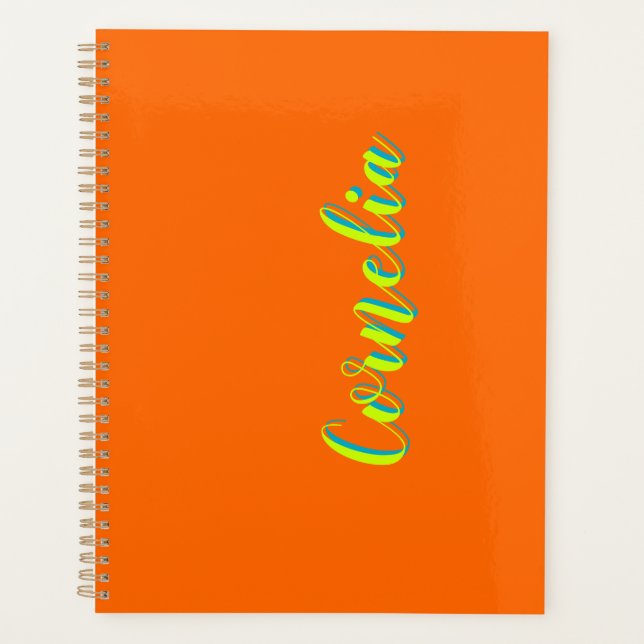 Lime Yellow 3D Spring Green Name | Funny Orange  Planner (Front)