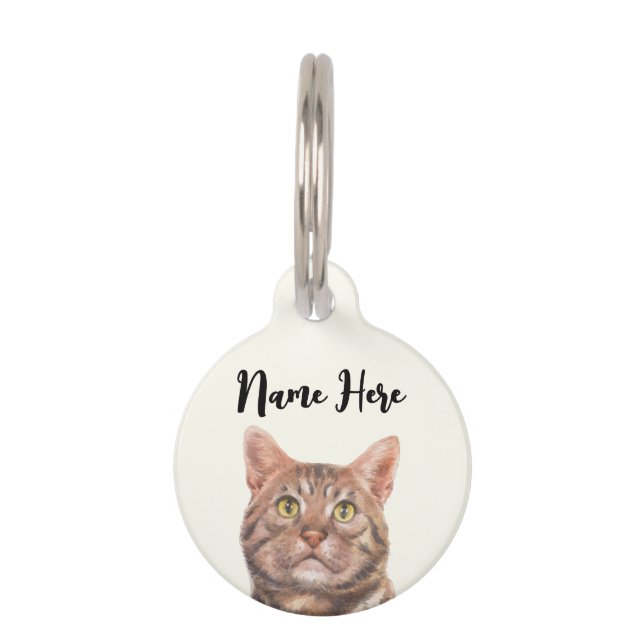 Lime Yellow American Shorthair Cat Pet Tag (Front)