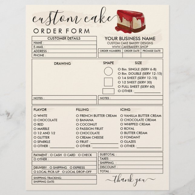 Lime Yellow Bakery Cheese Cake Order Form Flyer (Front)