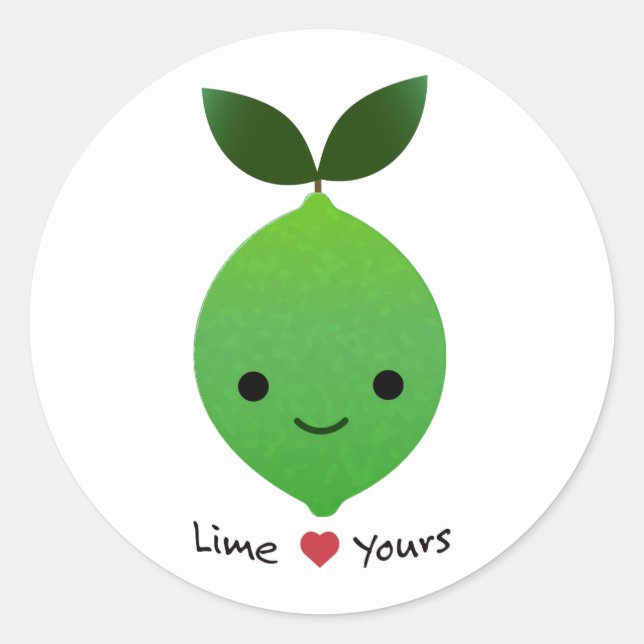 Lime Yours Cute Kawaii Lime Classic Round Sticker (Front)